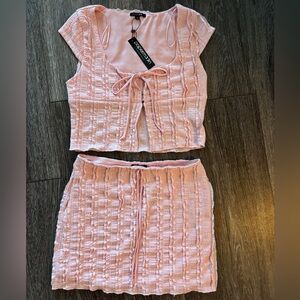 Papermoon Light Pink Lace Top and Skirt Set M